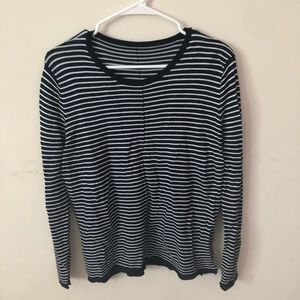 Navy and white striped long sleeve shirt